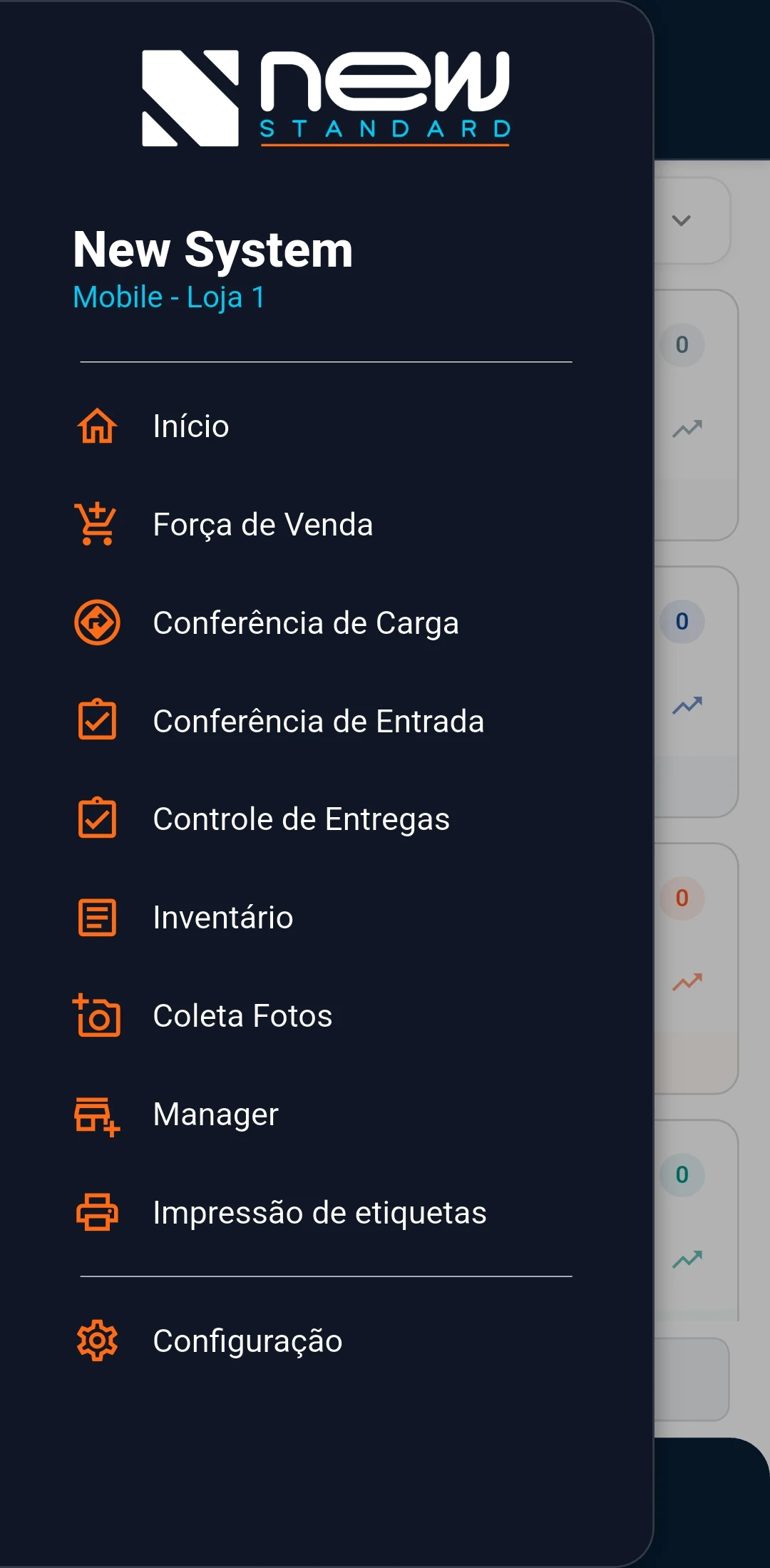 New System Mobile — Menu